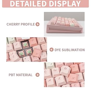 Amazon.com: GEKUCAP Cute Pink PBT Keycaps - 132 Cherry